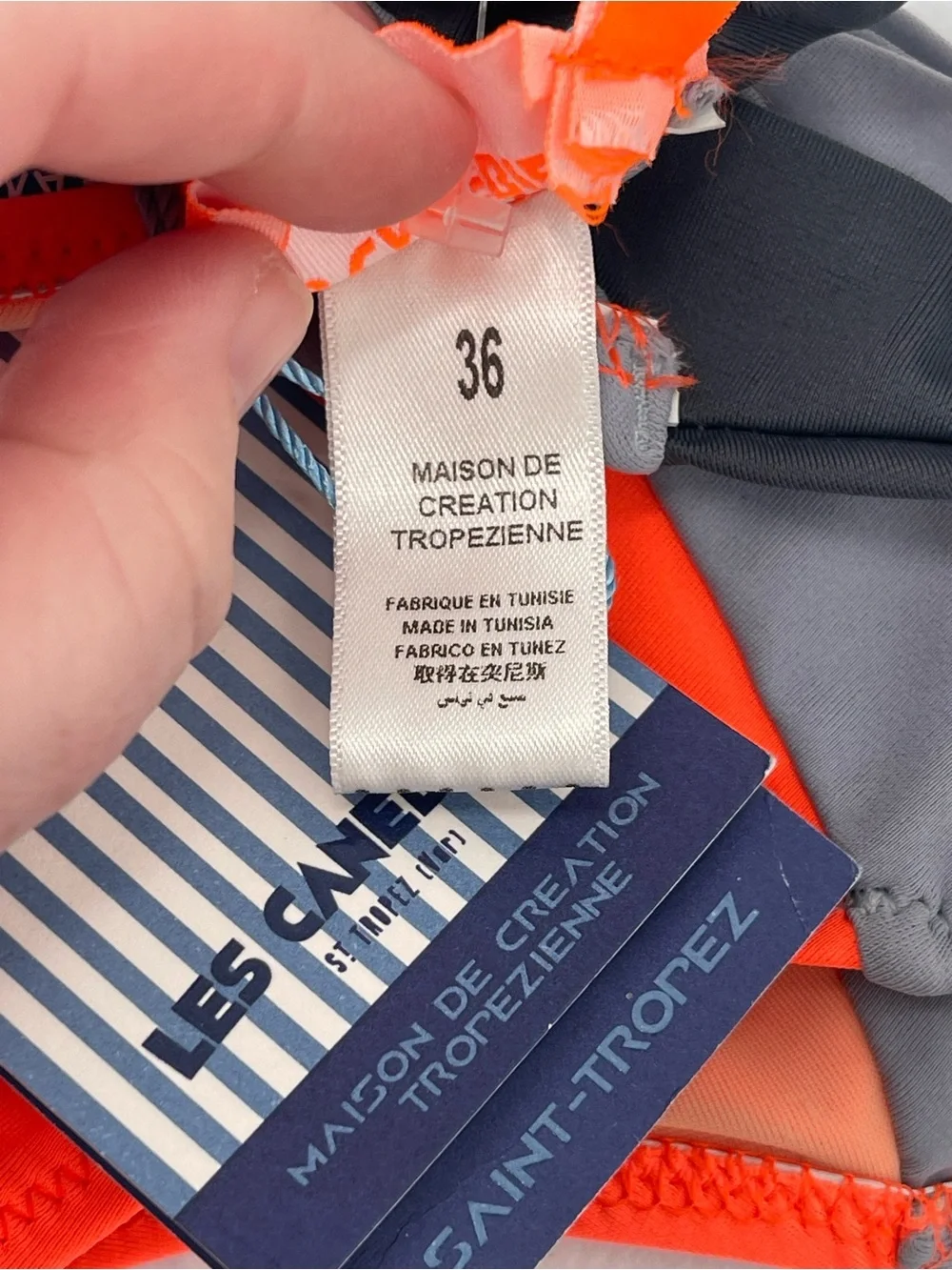 Les Canebiers NWT orange gray bikini bottom